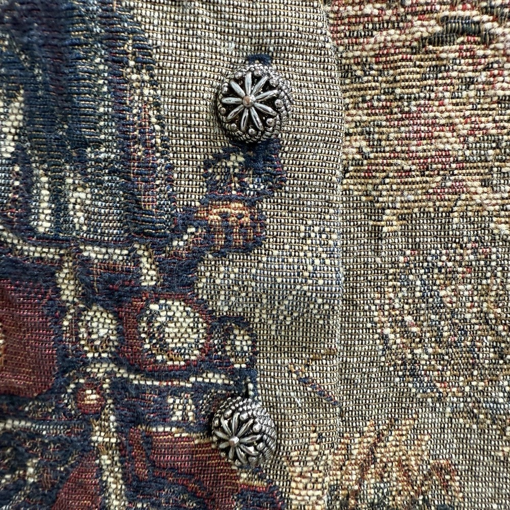 Vintage 80s Tapestry Vest Academia Motorcycle Boho Edwardian - Picture 16 of 16